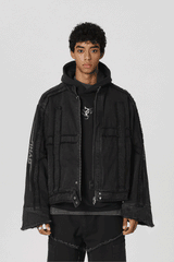 Amerikanische schwere Patchwork-Jeansjacke aus gebürstetem Denim – 1874