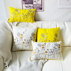 Rural Flower Pattern Embroidered Pillowcase