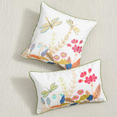 Rural Dragonfly Flower Pattern Embroidered Pillowcase