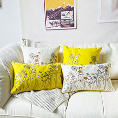 Rural Flower Pattern Embroidered Pillowcase