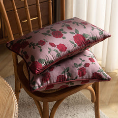 Retro Red Rose Zipper Pillowcase