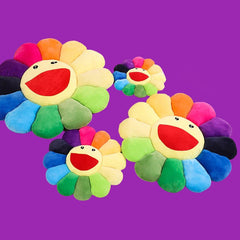 Coussin à fleurs arc-en-ciel