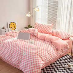 Pink Checkered Bedding Set