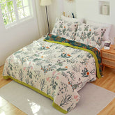 Flower Plant Cotton Reversible Soft Quilt