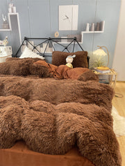 Winter Thickened Mink Velvet Bed Four Piece Set by LSI