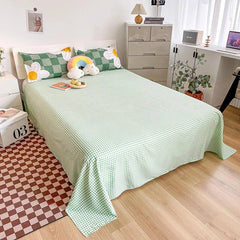 Light Green Checkered Daisies Bedding Set