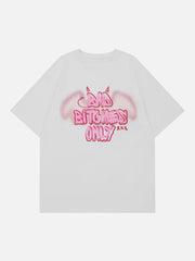 T-Shirt mit 3D-Buchstaben-Dämonen-Print