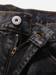 Jean bicolore délavé à l'acide avec broderies et coutures - 1744