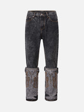 Zweifarbige Jeans mit Acid-Wash-Stickereien – 1744