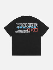 T-Shirt mit Alphabet-Uhr-Print