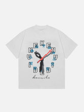 T-Shirt mit Alphabet-Uhr-Print