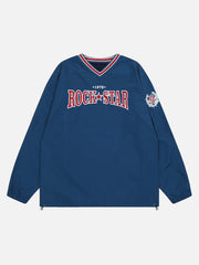 Amerikanisches Sweatshirt mit V-Ausschnitt und Monogramm