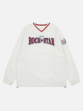 Sweat-shirt américain brodé à col en V et monogramme