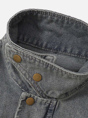 American Fashion – Weiße Jeansjacke im Used-Look