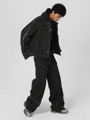 Amerikanische schwere Patchwork-Jeansjacke aus gebürstetem Denim – 1874