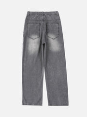 Jeans à lettres brodées American High Street, pantalon neuf-quarts