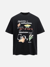 T-shirt American High Street Fun Cat Flowers