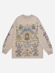 T-shirt à manches longues avec graffitis américains