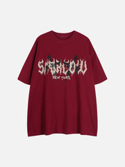 T-shirt à manches courtes imprimé lettres hip-hop américain