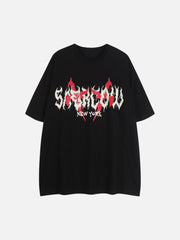 T-shirt à manches courtes imprimé lettres hip-hop américain