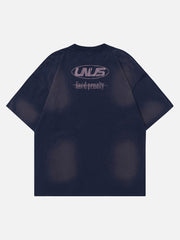 T-shirt de cérémonie hip-hop américain avec lettrage délavé