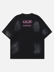 T-shirt de cérémonie hip-hop américain avec lettrage délavé