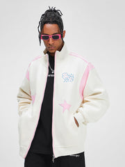 Sweat-shirt ample brodé patchwork américain