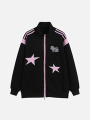 Sweat-shirt ample brodé patchwork américain