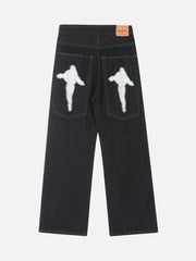 Jeans mit Alphabet-Print der American Phantom-Figuren