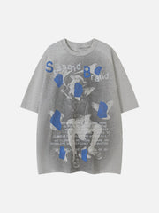 T-Shirt mit amerikanischem Print und Vogelmotiv