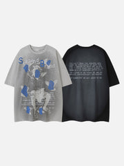 T-Shirt mit amerikanischem Print und Vogelmotiv