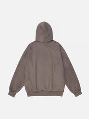 Sweat-shirt à capuche en daim avec motif graffiti papillon américain rétro