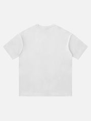 T-shirt rétro américain avec motif tête de mort et fleurs