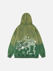 Sweat à capuche ample en velours dégradé rétro américain