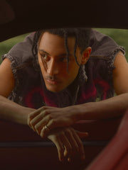 Ärmellose Jeansjacke „American Love“ mit Sprühfarbe – 1972