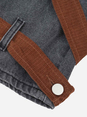 Jean américain à bretelles orné