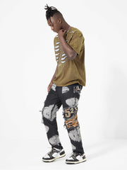 T-shirt à manches courtes American Street Dark Bones délavé et épais - 1627