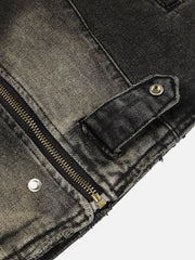 Veste en jean délavé ultra-résistante de style streetwear américain