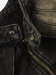 Veste en jean délavé ultra-résistante de style streetwear américain