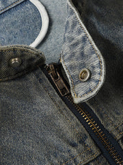 Robuste, gewaschene Jeansjacke im American Street Fashion-Stil