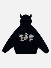 Sweat-shirt à capuche en velours imprimé lettres humoristiques de style américain - 1879