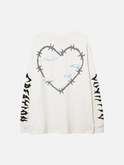 T-shirt à manches longues avec motif de lettres de marque américaine tendance