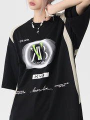 T-shirt à manches courtes avec imprimé lettre style motard