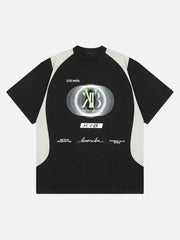 T-shirt à manches courtes avec imprimé lettre style motard