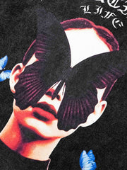 Schwarzes Schmetterlings-Mädchen-T-Shirt