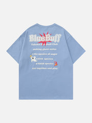 Blaues Buff Ghost Print T-Shirt