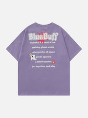 Blaues Buff Ghost Print T-Shirt