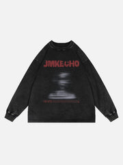 Langärmliges T-Shirt mit verschwommenem Silhouetten-Print