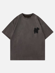 T-Shirt mit verschwommenem Buchstaben-Grafik