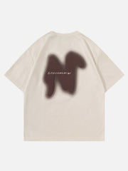 T-Shirt mit verschwommenem Buchstaben-Grafik